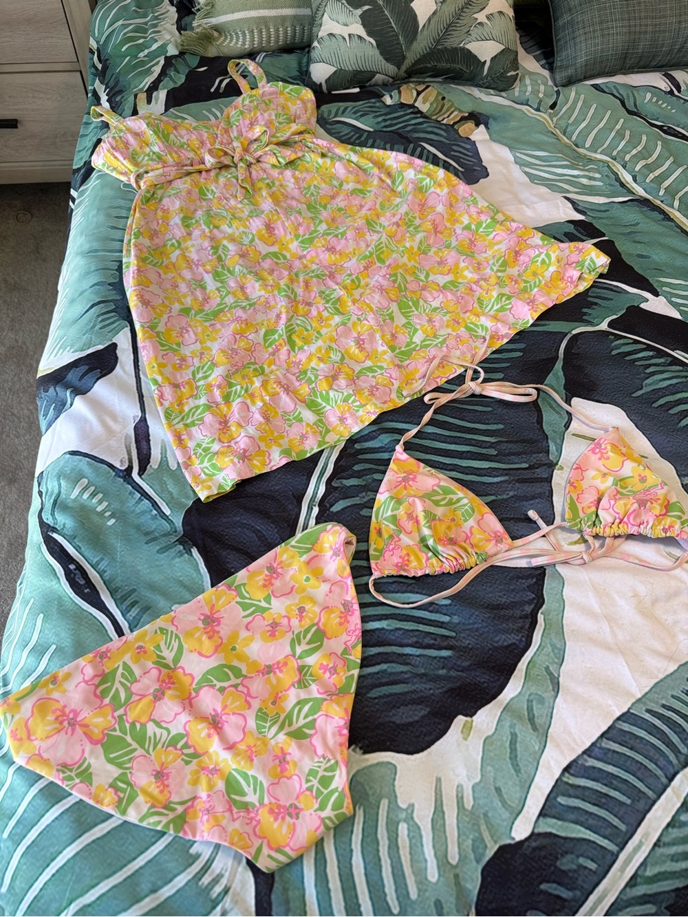 Lilly Pulitzer Pink & Yellow Floral Bikini Set with Cover-Up